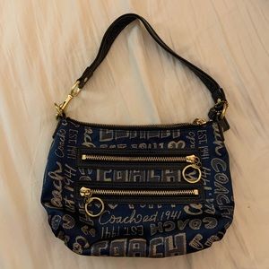 Coach Poppy Story Blue & Gold Shoulder Purse